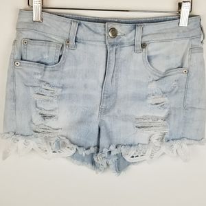 American Eagle Hi-Rise Shortie Light Wash Shorts